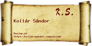 Kollár Sándor névjegykártya